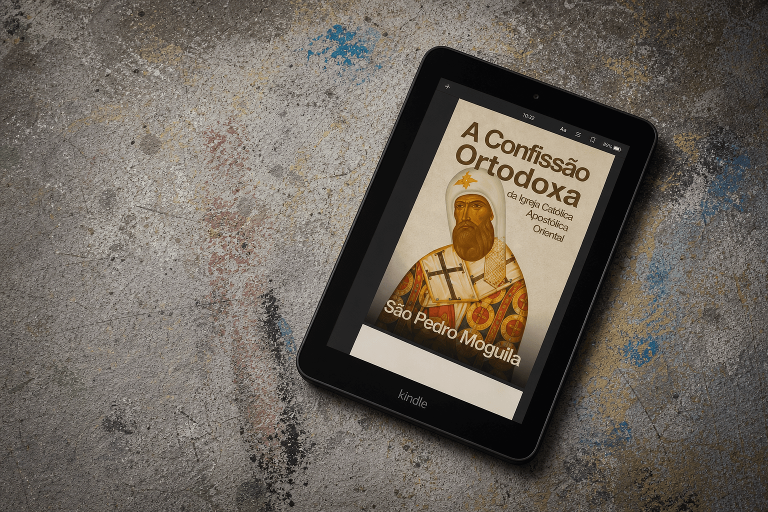 Kindle exibindo o livro A Confissão Ortodoxa de São Pedro Moguila